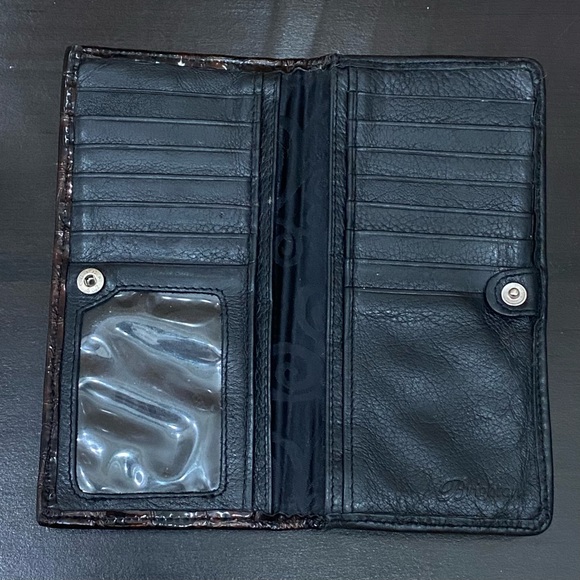 BRIGHTON Eve Delight Black Leather Croc Leather Trims Large Wallet - Picture 5 of 13